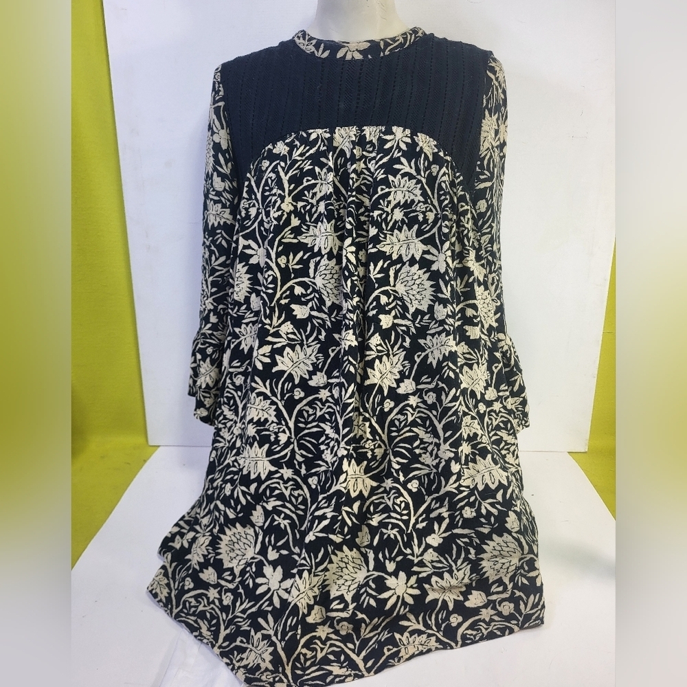Volcom Peasant Floral Black and Cream Dress